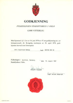 Chiropodist certificate