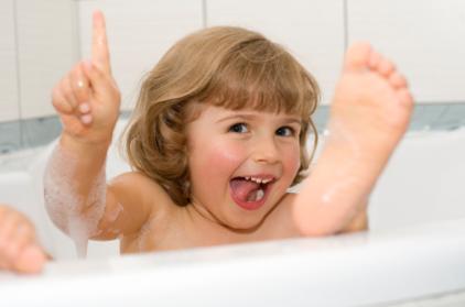 Little girl at bathtime.